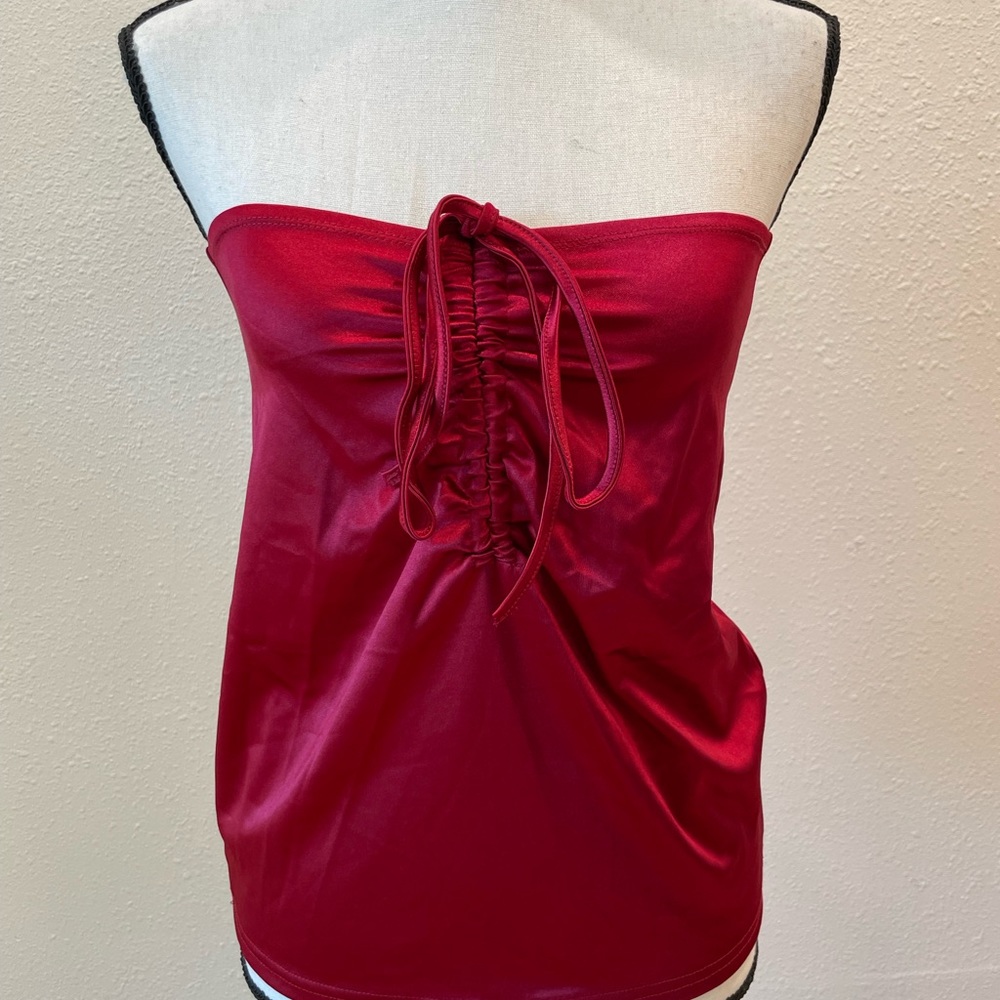 SHEIN Burgundy Red Ruched Tank Top